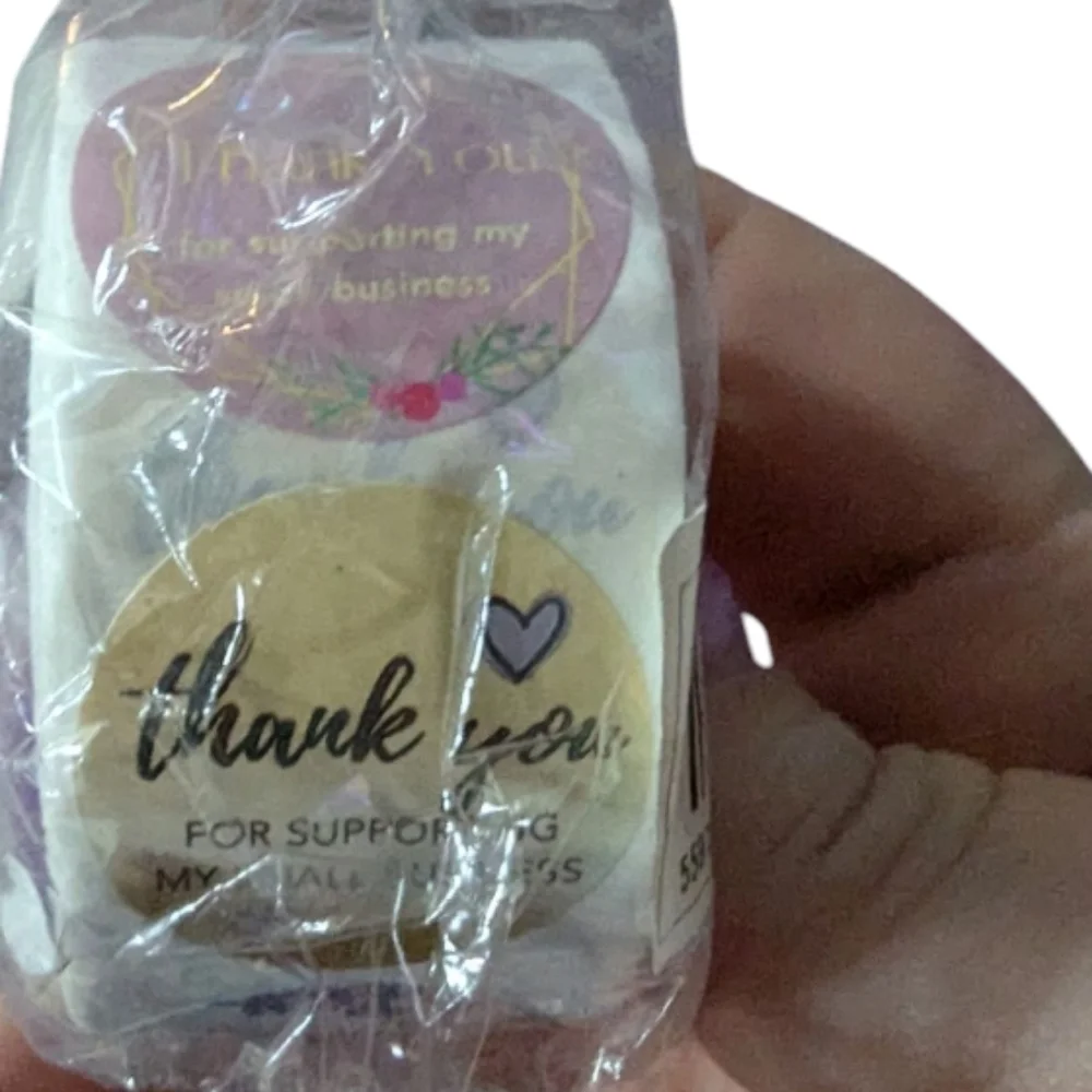 Thank You for supporting my small business Stickers Roll 500 Pink blue floral